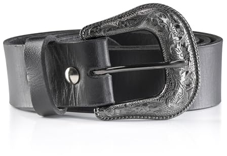 Angus Stoke Westerngürtel Garry aus Büffelleder – Handgefertigter Cowboy & Rodeo Gürtel für Damen & Herren – Vintage-Ledergürtel mit Metallschnalle