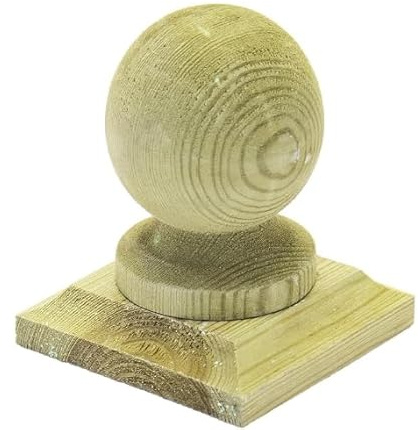 Timber Wooden Fence Post Cap & Ball Finial– (Green Stain) - 3x3 | 75x75mm | Pack of 5