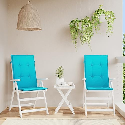 Teenpull Hochlehner-Auflagen 2er Set Türkis, Wasserabweisend Polyester, Weiche Gartenstuhl Kissen für Outdoor & Patio Möbel