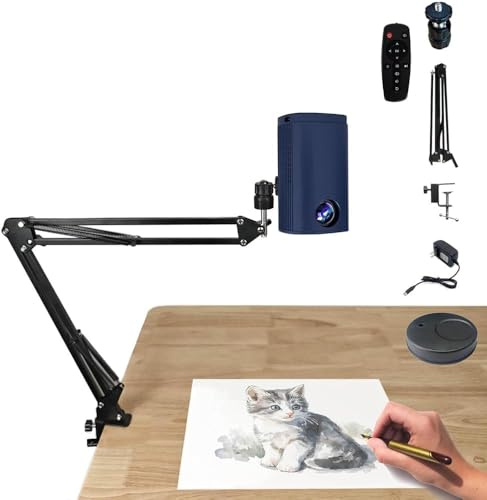 Lámpara de proyector de arte y tablero de trazado impermeable, herramienta de dibujo portátil para dibujo de bricolaje, proyección de escritorio de pintura, no necesita configuración (color: azul)