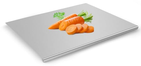 Schneidebrett Edelstahl mit Anschlagkante–Arbeitsplatte Küche als Nudelbrett, Auftauplatte & Küchenarbeitsplatte für Backen Schneiden Zubereiten, Schneidbrett Edelstahl Arbeitsplatte（50 * 40 CM）