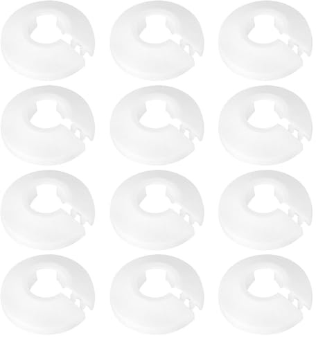 12 PCS Radiator Pipe Covers, White Plastic Collars for 15MM Pipes, Decorative Wall Pipe Cover for Home