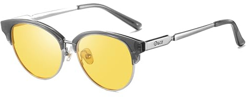 DUCO Runde Nachtsicht Nachtfahrbrille Fahrbrille Polarisierte Nachtsichtbrille Blendschutzbrille für Männer und Frauen HD nacht brille Gelb Nachtbrille 1221Y (Transparentes Grau)