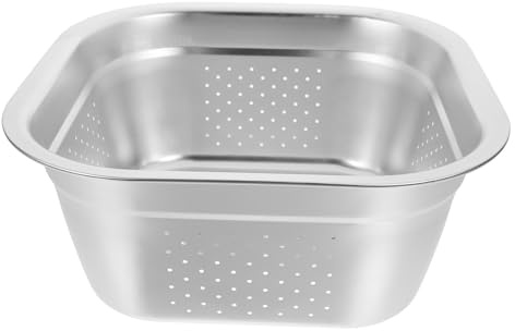 Tofficu Bacinella Quadrata in Acciaio Inox Spesso 30 Cm, Scolapasta Multifunzionale per Lavaggio Frutta e Verdura Domestica, Lavabo Resistente Antiruggine per Cucina Facile da Pulire
