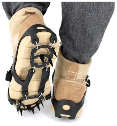 Grödel 18Teeth Ice Snow Climbing Walking Boot Shoe Cover Spike Cleats Cramponger för vintervandring (L)