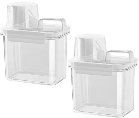 Whyzsjnclg flytande tvättmedelsdispenser – 2-pack 1 100 ml tvättmedelsbehållare med lufttät tätning och mätkopplock, transparent tvätttvåldispenser för hemorganisation