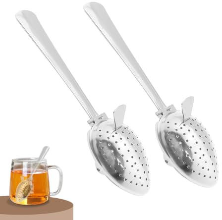 LMFERVER 2 Pack Stainless Steel Tea Infuser, Long Handle Fine Mesh Tea Strainer Loose Leaf Tea Filter for Teacup, Mug, Teapot, Herbal Tea, Flower Tea