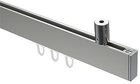 INTERDECO Innenlauf-Gardinenstange eckig 14 x 35 mm, kantige Innenlaufstange aus Metall, Edelstahl-Optik mit Chrom, zur Deckenmontage, Typ 10212834, 120 cm