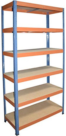 Shelf Creations Expert Schwerlastregal blau-orange 200 x 45 x 60 cm mit 6 Böden, Metallregal verzinkt, Steckregal, Kellerregal, Lagerregal, Werkstattregal, Archivregal, Industrieregal, Haushaltsregal