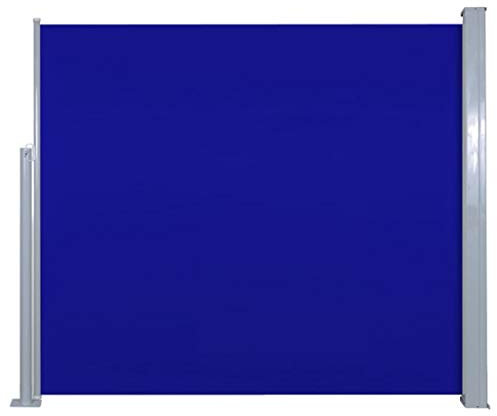 yorten Ausziehbare Seitenmarkise Sichtschutz Sonnenschutz Windschutz Wasserfest Markise für Garten Balkon Terrasse (Blau, 120 x 300 cm)