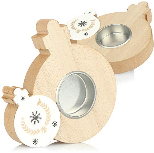 com-four® 2X Teelichthalter in Christbaumkugelform, dekorative | weihnachtliche Kerzenhalter für jeweils ein Teelicht