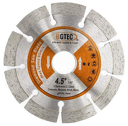 Lame Diamantate Segmentate per Sega Elettrica, BGTEC 1 Pezzo 115 mm Disco da Taglio per uso Generico a Secco o a Umido per Muratura di Mattoni di Pietra e Cemento