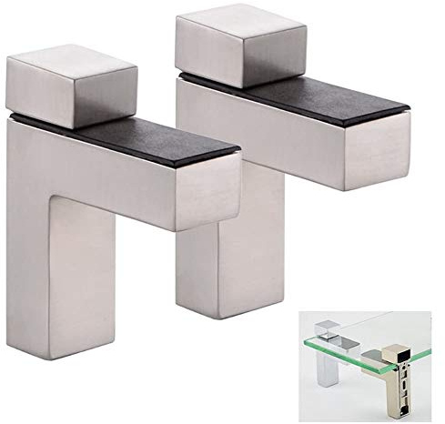 Verstellbare Regalhalterung aus massivem Metall, Wandhalterung, gebürstetes Nickel, 2 Stück