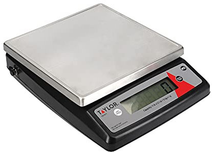 Taylor Digital Kitchen Scales, Commercial Quality Accurate Food Scale with Tare Function in Gift Box, Stainless Steel, 5kg Weighing Capacity, Black