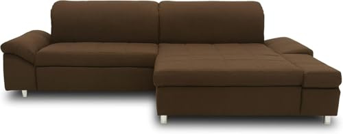 DOMO. collection Ecksofa Mika, Longchair rechts, L-Form, Dunkelbraun