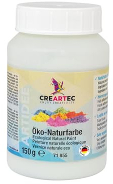 CREARTEC - Öko-Naturfarbe Grün - 150g - Kasein-basierte Pulverfarbe - Künstlerqualität mit hoher Deckkraft - für kreative Projekte auf Papiermaché, Modelliergewebe, Holz & mehr - Made in Germany