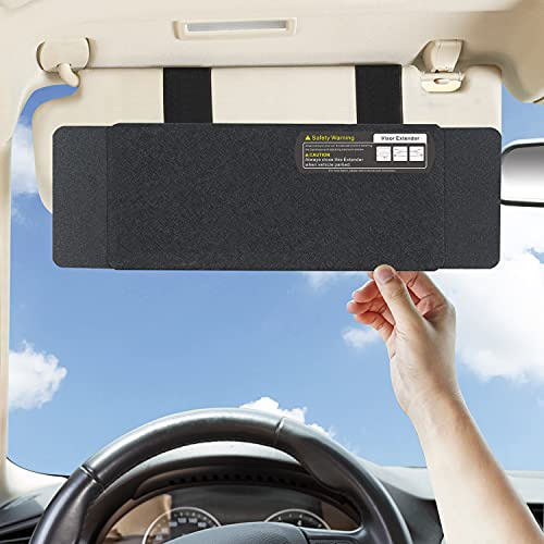 TFY Car Sun Visor Extender, Windshield and Side Window Sunshade, Protects from Sun Glare and UV Rays, Universal Fit for Most of Cars, 1 Piece (Black) | UV protection, universal fit, glare reduction, durable construction, compact size, easy installation