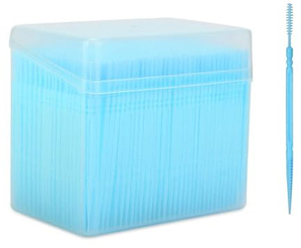 1100 Pezzi Di Stuzzicadenti in Plastica, Bastoncini Morbidi Monouso a Doppia Scovolini Dentali Scovolini Interdentali Scovolino Denti Con Scatola per La Pulizia Dei Denti Strumento Orale (Blu)
