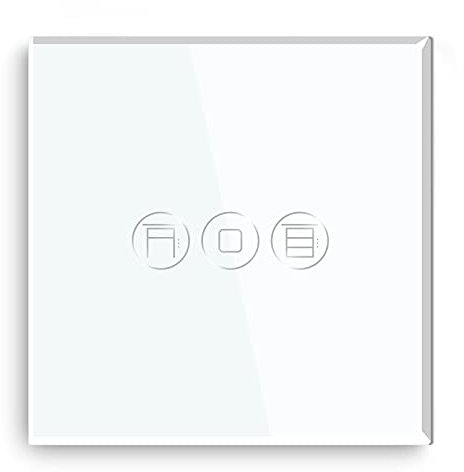 BSEED Pannello per interruttore intelligente per tapparelle, interruttore a tocco, pannello in vetro per tapparelle WiFi, bianco, 86 mm