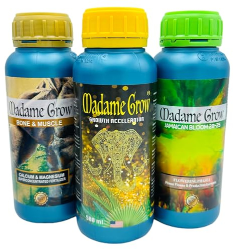 Madame Grow - Engrais Organique - Engrais ou fertilisants - Croissance, floraison et pour carence de calcium et magnesium - Pour plantes 420 - PACK GARDEN (3x500ml)