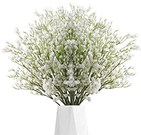 Oairse Künstliche Baby-Atem-Schleierkraut-Blumensträuße 10 Stück, Künstliches Schleierkraut Kunstblumen Gypsophila für Hochzeit Party, Party, DIY, Blumenarrangement, Heimdekoration