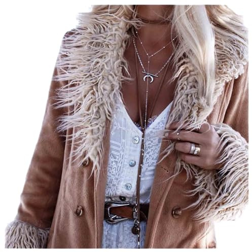 Yheakne Boho Long Leather Wrap Choker Necklace - Vintage Disc Coin Vagan Suede Chain Jewelry for Women and Girls (Brown)
