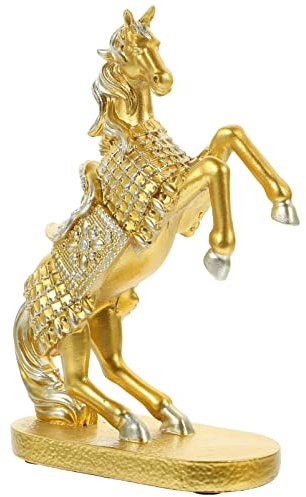 OUNONA Skulptur Deko Statue Feng Shui Figuren Deko Pferdestatue Harz Wohnzimmer Kreative Tierschmuck Wohnkultur Tisch Heim Büro Ration Gold