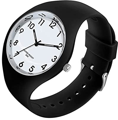 Forrader Uhr mit Silikonband für Damen und Mädchen, großes Zifferblatt, wasserdicht, sportlich, modisch, lässig, einfach, Quarz-Analog-Uhren
