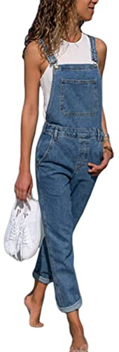Yesgirl Salopette Jeans Donna Senza Maniche Tuta in Denim da Donna Jumpsuit Pantaloni Casual Vintage Jeans Lunga Salopette Estivi Moda Overall Playsuit Romper D Blu Scuro M