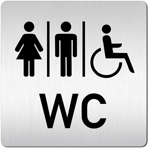 Türschilder24 XXL Schild - Türschild • 125 x 125 mm Hinweisschild WC Toilette + BEHINDERTEN WC Rollstuhl (Inklusive doppelseitig klebende Montagestreifen)