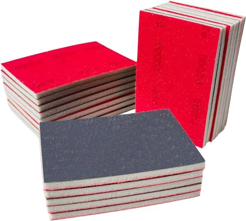 20 PCS 3 x 4 Inch 2000 Grit Sanding Sponge - Hook-and-Loop Backing Sander Sponges Pads - Soft Foam Hand Sand Block Wet Dry Sandpaper for Model Plastic Toy Drywall Metal Wood Furniture Polishin