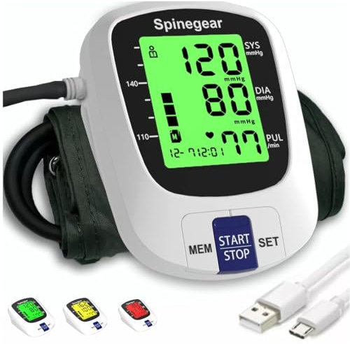 Rechargeable Blood Pressure Monitor for Home Use, Fast Charging Blood Pressure Machine, NHS CE Approved UK BP Device, 22-42cm Upper Arm Cuff with 3 Color Backlight & Voice Broadcast