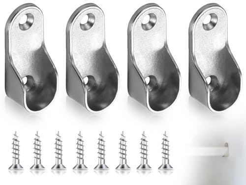 KAPSING Supporti per Appendiabiti Ovale in Lega di Zinco - Confezione da 4 Porta Asta per Armadio con 8 Viti