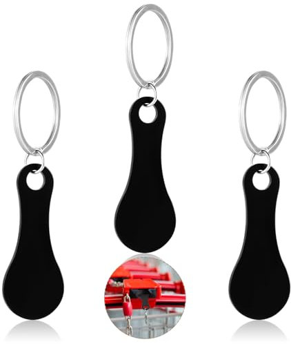 Andibro 3 Stück Edelstahl Einkaufswagen Token,Tragbare Legierung Schlüsselring Einkaufswagenchip abnehmbar Einkaufswagen Schlüsselring Einkaufswagenlöser aus Metall(Schwarz)