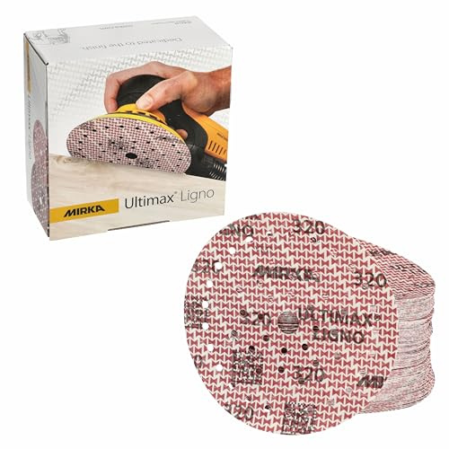 Mirka Ultimax Ligno Ø 150mm Disques abrasifs autoagrippant Multifit/grain 320/100 pièces/Multi-trous/pour poncer les surfaces en bois