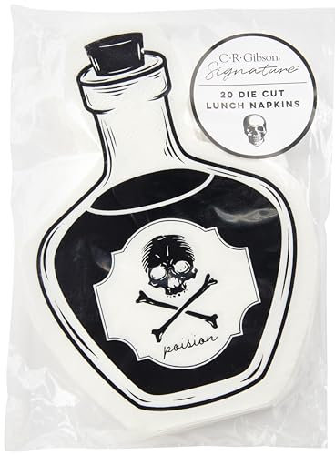 C.R. Gibson Tovagliolo da pranzo, bottiglia di veleno per Halloween da farmacista, fustellato, dettagli in lamina nera, 3 strati, 20 pezzi (TW7-25510)