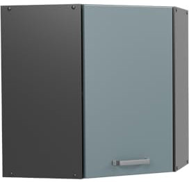 Vicco Eckhängeschrank R-Line, Küchen-Eckschrank, Blau-Grau/Anthrazit, 57 cm