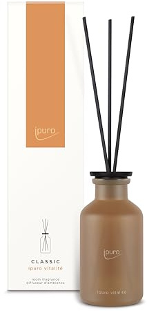 ipuro - Classic Raumduft VITALITÉ - 240ml | Raumerfrischer mit Rosmarin & Ingwer, Zedernholz & Patchouli - Duft | Diffuser mit Stäbchen | Belebender Lufterfrischer für die Wohnung