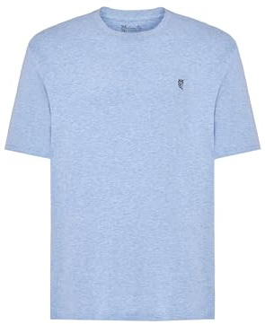 El Búho Nocturno Camiseta Pijama Hombre Algodón 100% o Mezcla - Manga Larga Invierno/Corta Verano - Botones Lisa Parte Arriba Ropa Dormir Interior T-Shirt Básica - 100% Algodón, Azul 7629, L