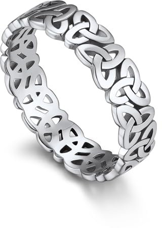 Bandmax Verlobungsring Ring Silber 925 Damen Bandring 5mm breit Keltischer Knoten Ring Größe 59mm Trauringe Partner Ringe Wikinger Schmuck für Verlobung