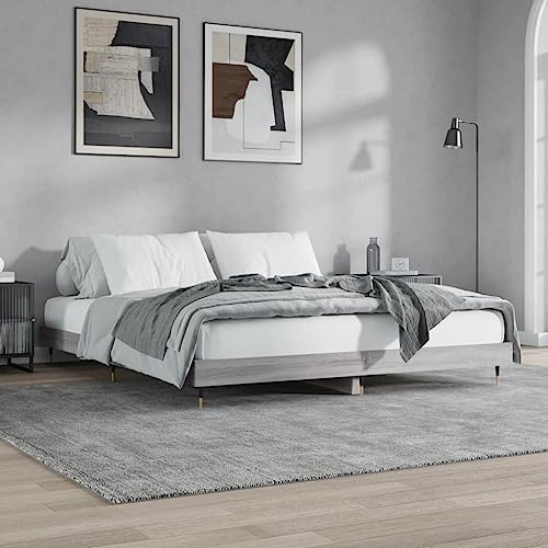 CKioict Palettenbett Modernes Bettgestell Jugendbett Bettgestell Grau Sonoma 120x200 cm HolzwerkstoffGeeignet für Gästezimmer, B&Bs, Schlafzimmer