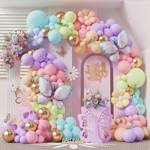 Kit Arco Globos Mariposa, 115piezas Oro Rosa Decoración Cumpleaños Niña, Mariposa Globos Aluminio Cumpleaños para Fiesta Cumpleaños Niñas