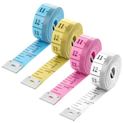 4PCS Body Measuring Tape Double Sided 150 Cm/60 Inch Durable Fabric Soft Tape Measure Body Sewing Flexible Ruler Used to Measure Bust and Waist Circumference Body Measurement Tape (Random Color)