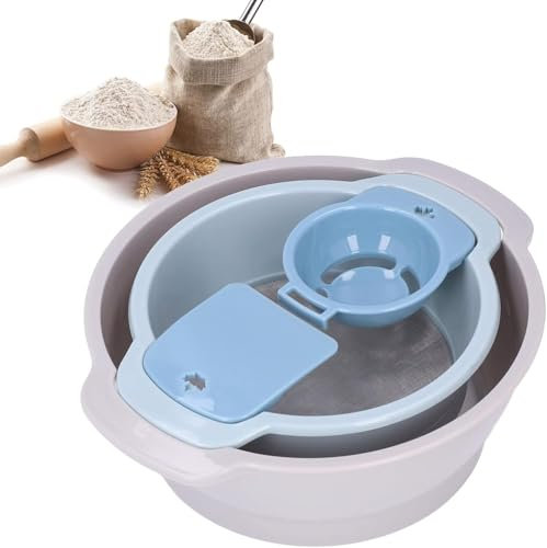 Pollensieb-Set, Trimmschale mit Netz, stapelbares Design, leichtes Sieb, Blumensieb, Trockensieb, für Küche, Backen, Mehlsieb und Trimm-Set, Blau, 4-teilig