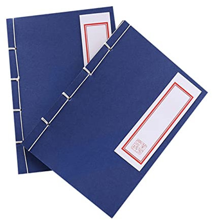 TEHAUX 2stücke Handgemachte Fadennotizbücher Retro Notizblock Loseblatt Tagebuch Blau Abdeckung Notebook Tragbar