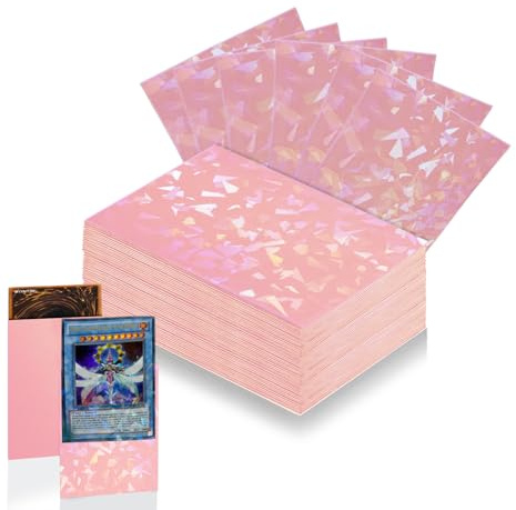 100 Stück rosa Kartenhüllen für Sammelkarten, perfekte Passform, glänzende MTG-Kartenhüllen, holografische Kartenhülle passend für Magic, Photocard, TCG, Baseball/Sportkarten, Yugioh-Karte, Spielkarte