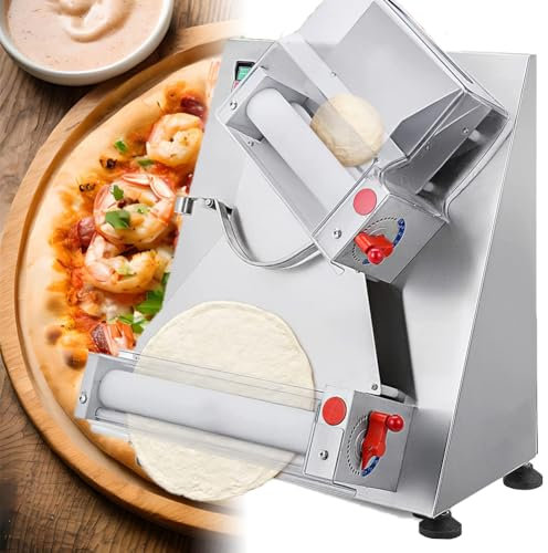 Macchina stendipasta elettrica Automatica, 370 W, Spessore Regolabile da 1 mm a 5,5 mm, Spessore Pizza 1-5,5 mm, Pulsante Impermeabile, Sfera con Impugnatura Regolabile