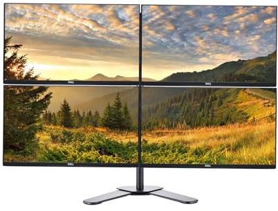 Dell Quad Monitor Bundle Set - 4x P2419H 24 Inch Full HD 1080p IPS LED Monitor, HDMI DISPLAY VGA USB Ports, Quad Monitor Leg Base Stand (Renewed)