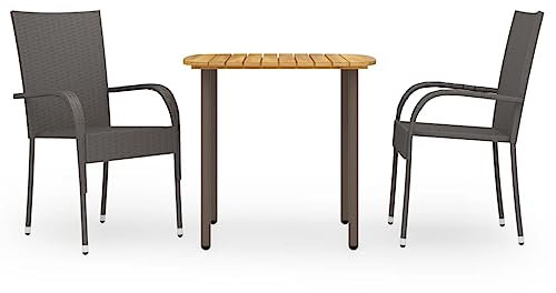 LXYZWRW Gartenmöbel-Set, 3-teilig, Polyrattan, braun, Gartenmöbel-Sets