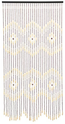 31 Linien 90x175cm Holz Fadenvorhang, Retro Holzperlenvorhan, Handarbeit Natur Türvorhang Fadenvorhang, Insektenschutz Holzvorhang